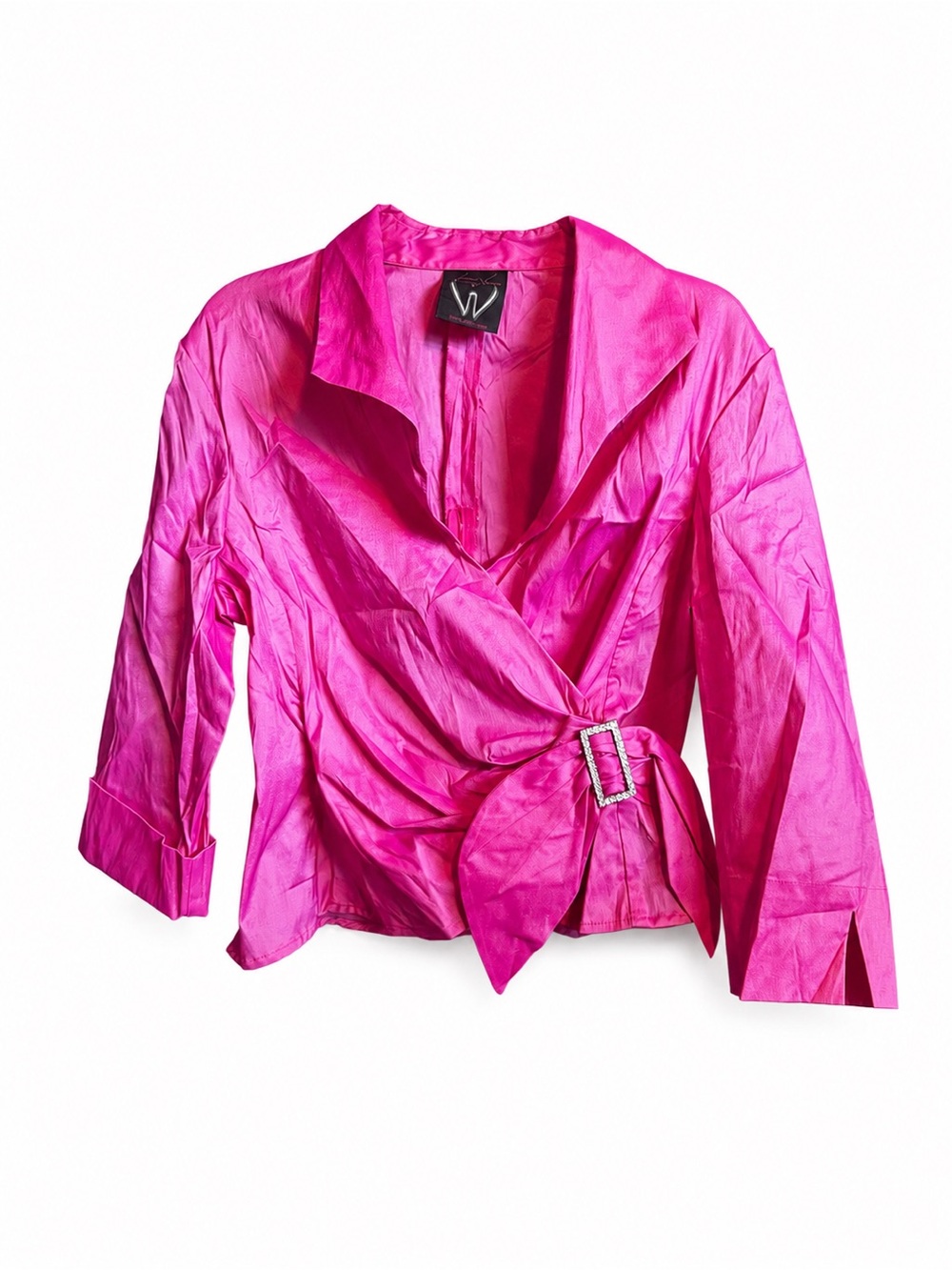 Vintage Veronique Young for WWW collection hot pink wrap blouse.